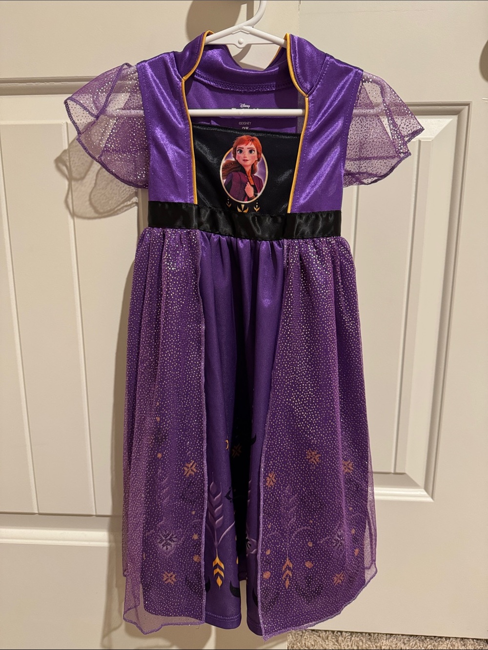 Disney Purple Anna Costume Dress with Black Waistband and Gold Trim